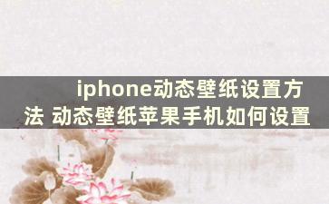 iphone动态壁纸设置方法 动态壁纸苹果手机如何设置